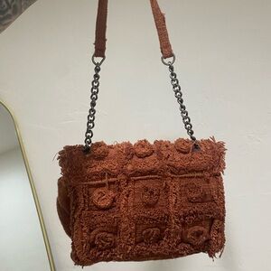 Zara Rust Textured Shoulder Bag